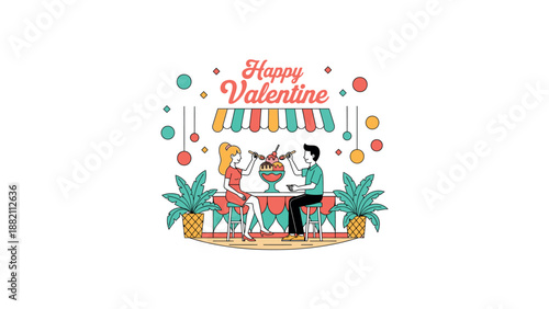 Couple Celebrating Valentine's Day with Romantic Dinner.