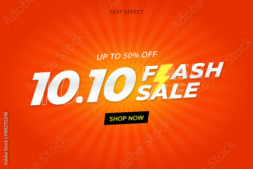 Sale 10.10 flash sale shopping day orange background vector