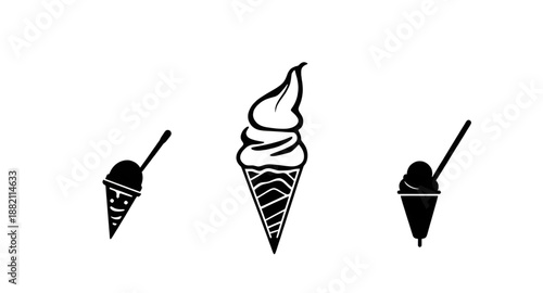 icecream, icecreamcone, dessert, sweet, frozen, treat, silhouette, black, shadow, outline, solid, shape, cone, scoop, summer, cold, creamy, food, snack, desserticon, foodicon, minimal, simple, flat, g