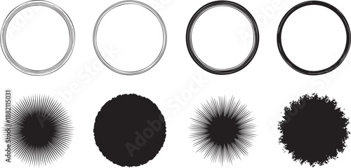 Black and white circular frames and shapes backgrounds textures