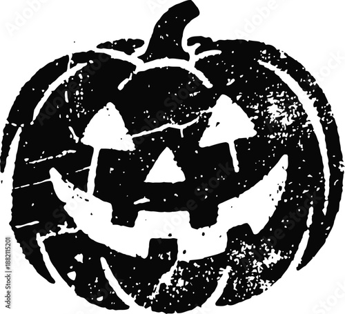 Grunge halloween pumpkin jack o' lantern with triangle eyes and toothy smile