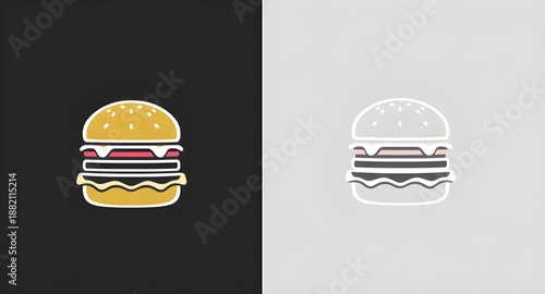 burgericon, hamburger, fastfood, foodicon, meal, snack, junkfood, restaurant, diner, cafe, takeaway, streetfood, beefburger, cheeseburger, patty, bun, cheese, lettuce, tomato, onion, sauce, ketchup, m