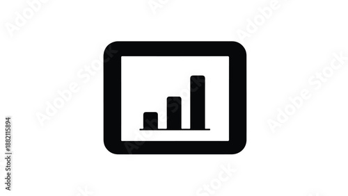Bar graph on screen, business data statistics illustration, financial chart, modern digital graphic, minimalistic design, informative visualization