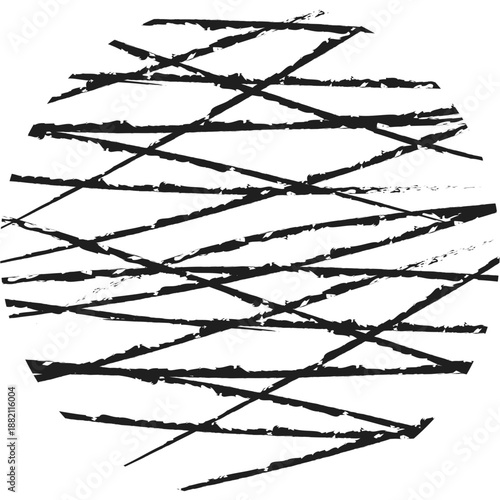 Abstract Scribble Line Circle with Rough Hand-Drawn Texture