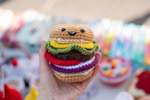 Fotografie Hamburger plush crochet handmade