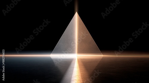 Wallpaper Mural Twin transparent triangular prisms glowing with neon colored illumination on reflective black floor Torontodigital.ca