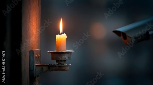 Wallpaper Mural Dim hallway interior illuminated by single vertical slit of white light casting bright streak across floor Torontodigital.ca