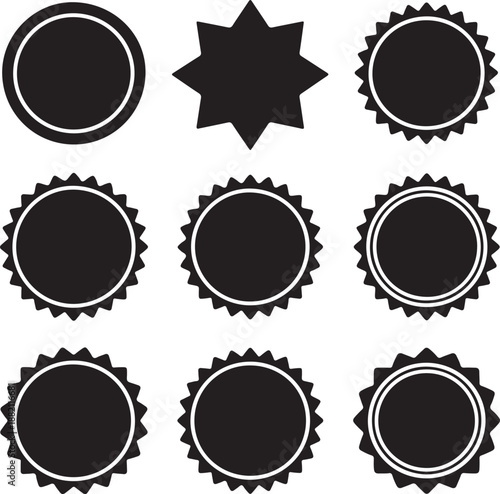 Collection of blank seal and badge icons for certification or approval