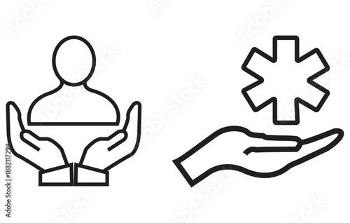 Helping Hand and Support Care Icon Set