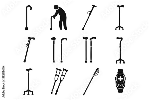 Walking Stick Accessibility Icon Set