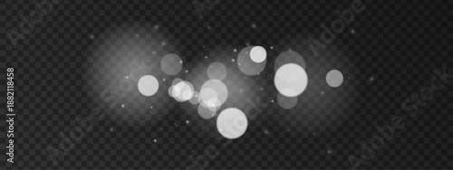 White bokeh lights with sparkling particles create ethereal background effects, featuring soft glow, shimmer, and delicate snow-like confetti for elegant designs.