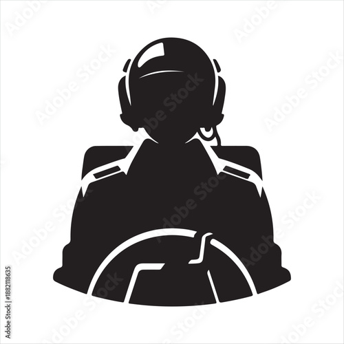 pilot in cockpit vector silhouette clip art icon design illustration