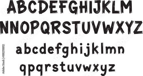 Brush stroke alphabet letters font typography
