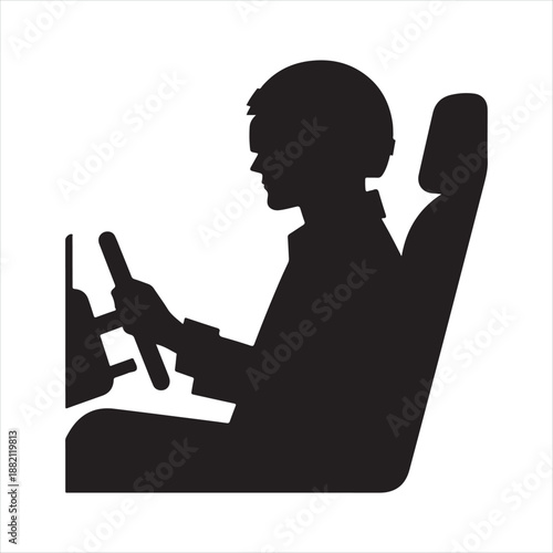 pilot in cockpit vector silhouette clip art icon design illustration