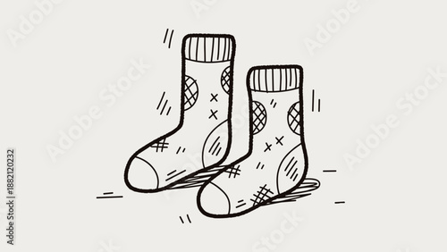 Pair of Cartoon Socks with Patterns.