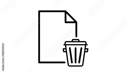 Paper being thrown into trash can.