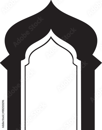 Islamic mosque arch gate silhouette vector illustration
