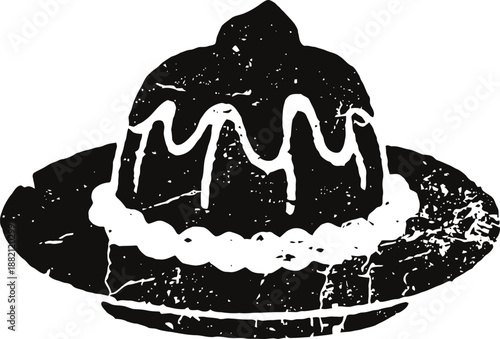 Cupcake with frosting on a plate, sweet dessert with icing decoration and baked cake base