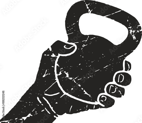 Hand holding kettlebell for weightlifting and strength training workout fitness