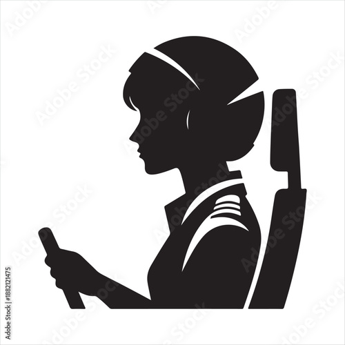 pilot in cockpit vector silhouette clip art icon design illustration