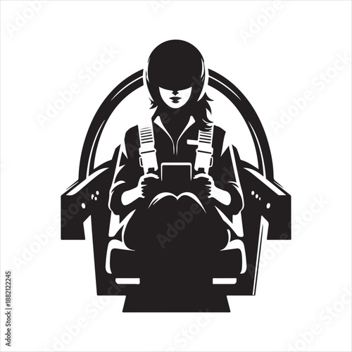 pilot in cockpit vector silhouette clip art icon design illustration