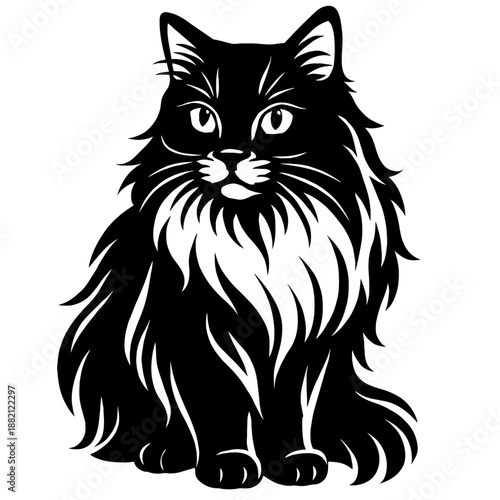 Persian Cat Vector Illustration - Fluffy Feline Graphic