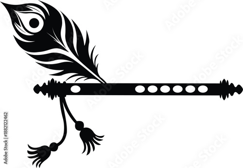 shivaHappy krishna janmashtami greetings with peacock feather illustration flute and m