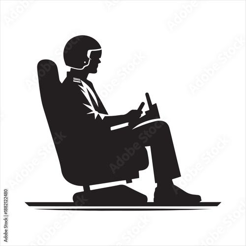pilot in cockpit vector silhouette clip art icon design illustration
