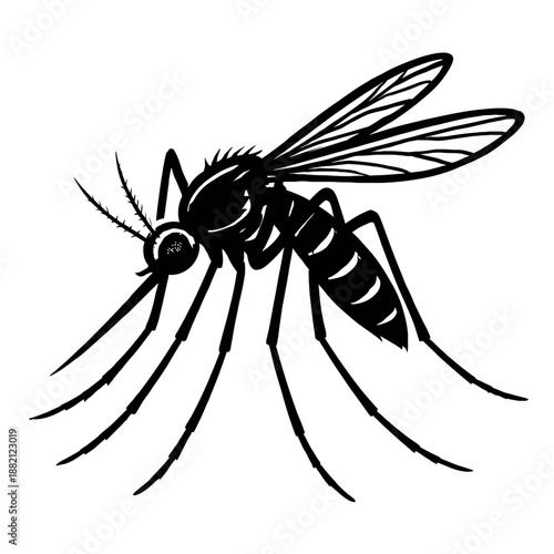 Mosquito Side View Vector Icon - Insects and Pest Symbol