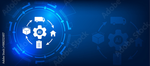 Supply Chain Icon with Blue Abstract Network Concept