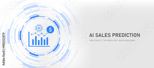 AI-Powered Sales Prediction Icon with Blue Abstract Forecast Design