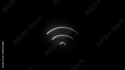 Neon Light Network Signal Strength Indicator Animation on Dark Background