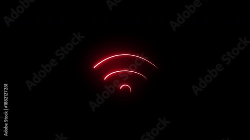 Neon Light Network Signal Strength Indicator Animation on Dark Background