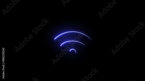Neon Light Network Signal Strength Indicator Animation on Dark Background