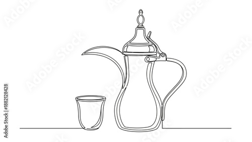 traditional arabic coffee pot and cup