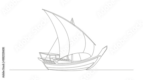 sailing boat line drawing