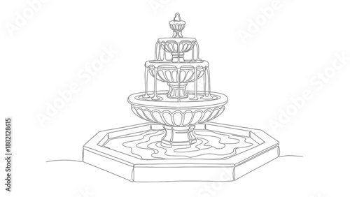 three tiered fountain drawing