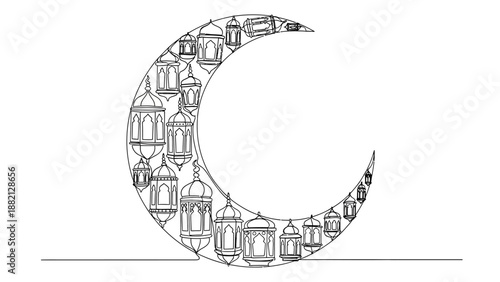 Crescent moon lanterns islamic