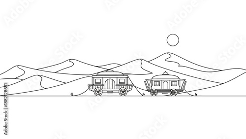 camping trailers in desert landscape