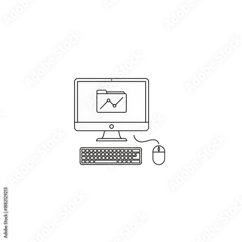 Desktop computer workstation icon for office and technology use.