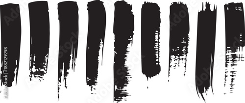Black Grunge Brush Strokes and Paint Texture Vector Set