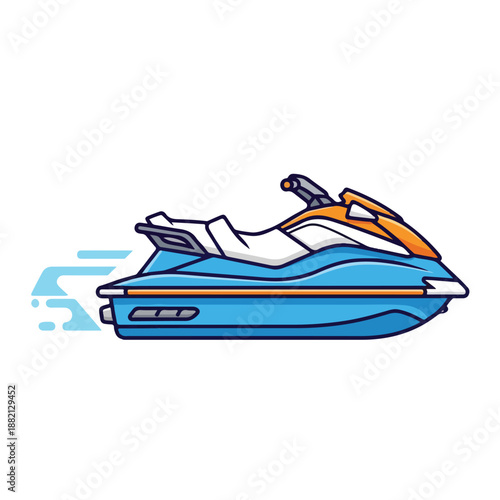 Jet ski boat in motion on water sports recreational vehicle