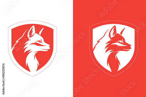 Bold fox head in a shield logo design concept for strong and secure branding