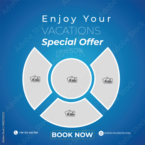 PrintFlat travel and exploration horizontal sale banner template