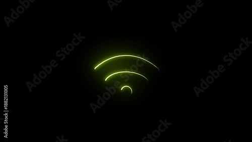 Neon Light Network Signal Strength Indicator Animation on Dark Background