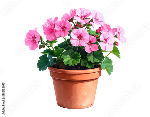 Wallpaper Mural A vibrant potted geranium with lush green leaves and delicate pink blossoms Torontodigital.ca