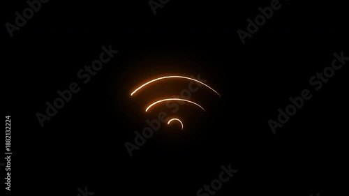 Neon Light Network Signal Strength Indicator Animation on Dark Background