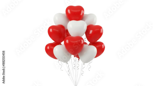 Heart Shaped Balloons Bunch on Transparent Background PNG Image