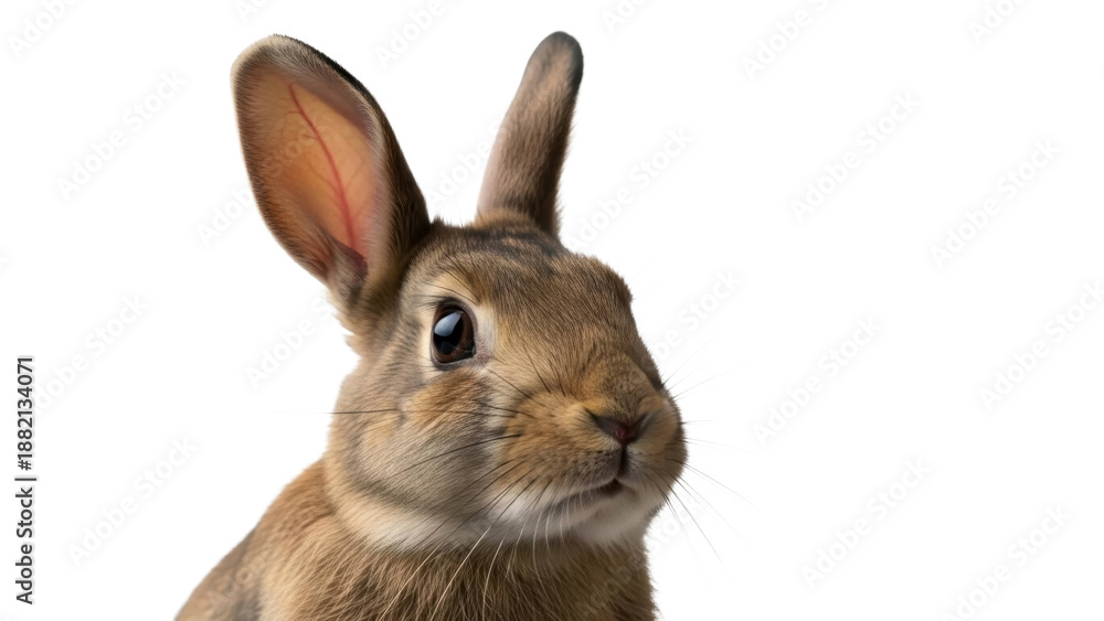 Obraz premium Brown Bunny Head on Transparent Background, PNG Image