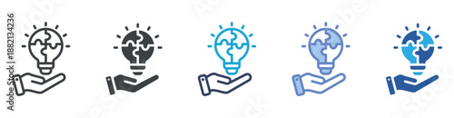 Problem Solving icon set multiple style collection